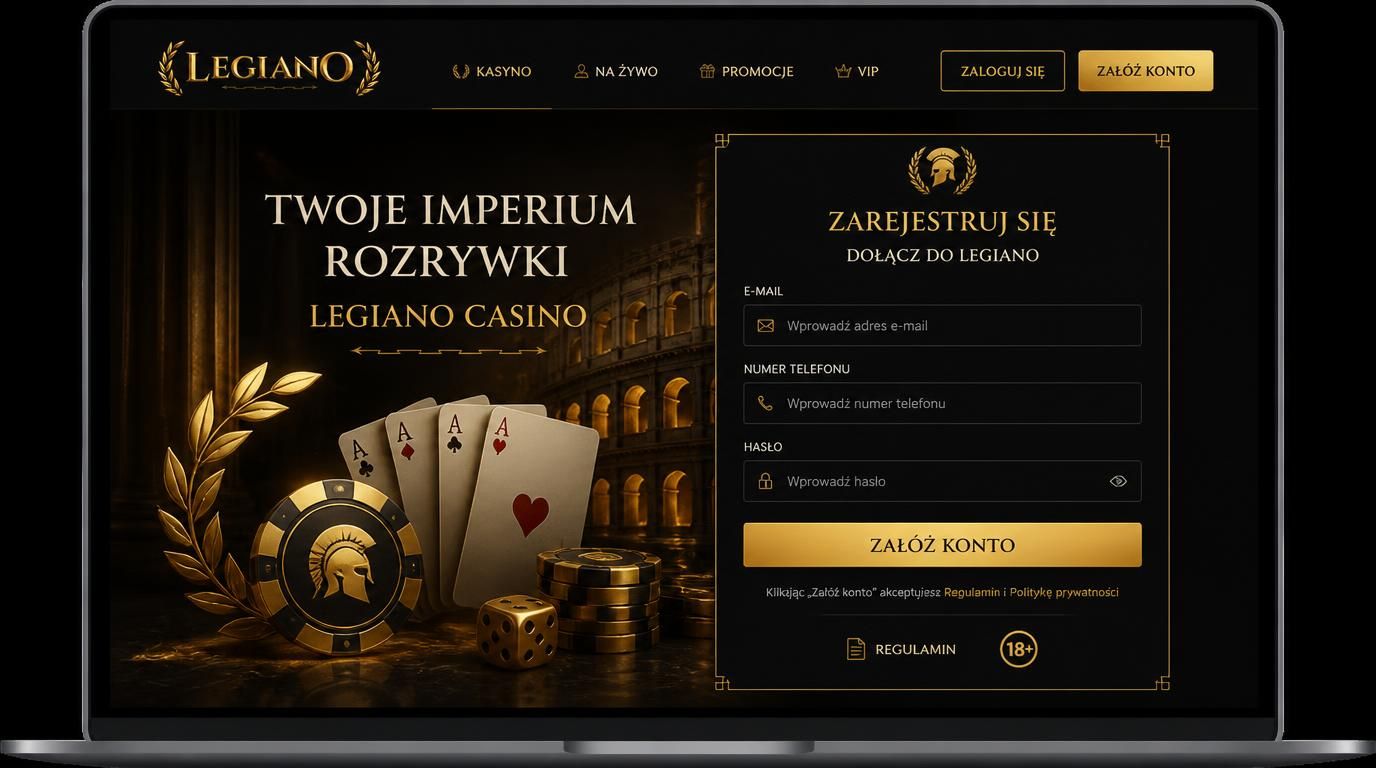 formularz rejestracji na stronie Legiano Casino